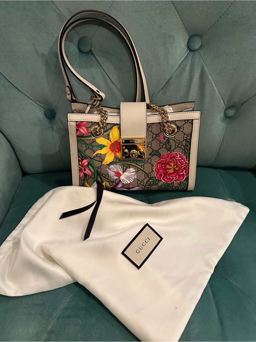 Gucci Bloom Floral Small Top-Handle Satchel with Gold Hardware